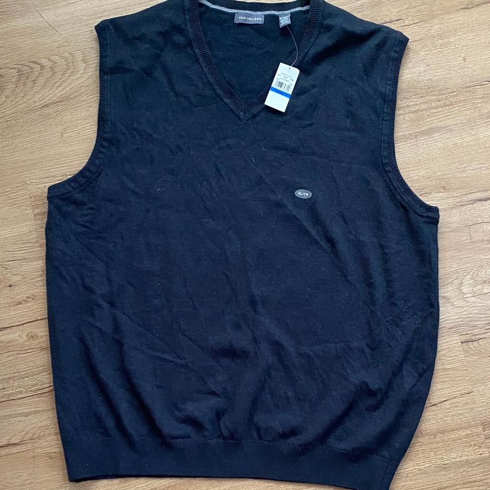 Van Heusen Men's V-Neck Black Sweater Vest